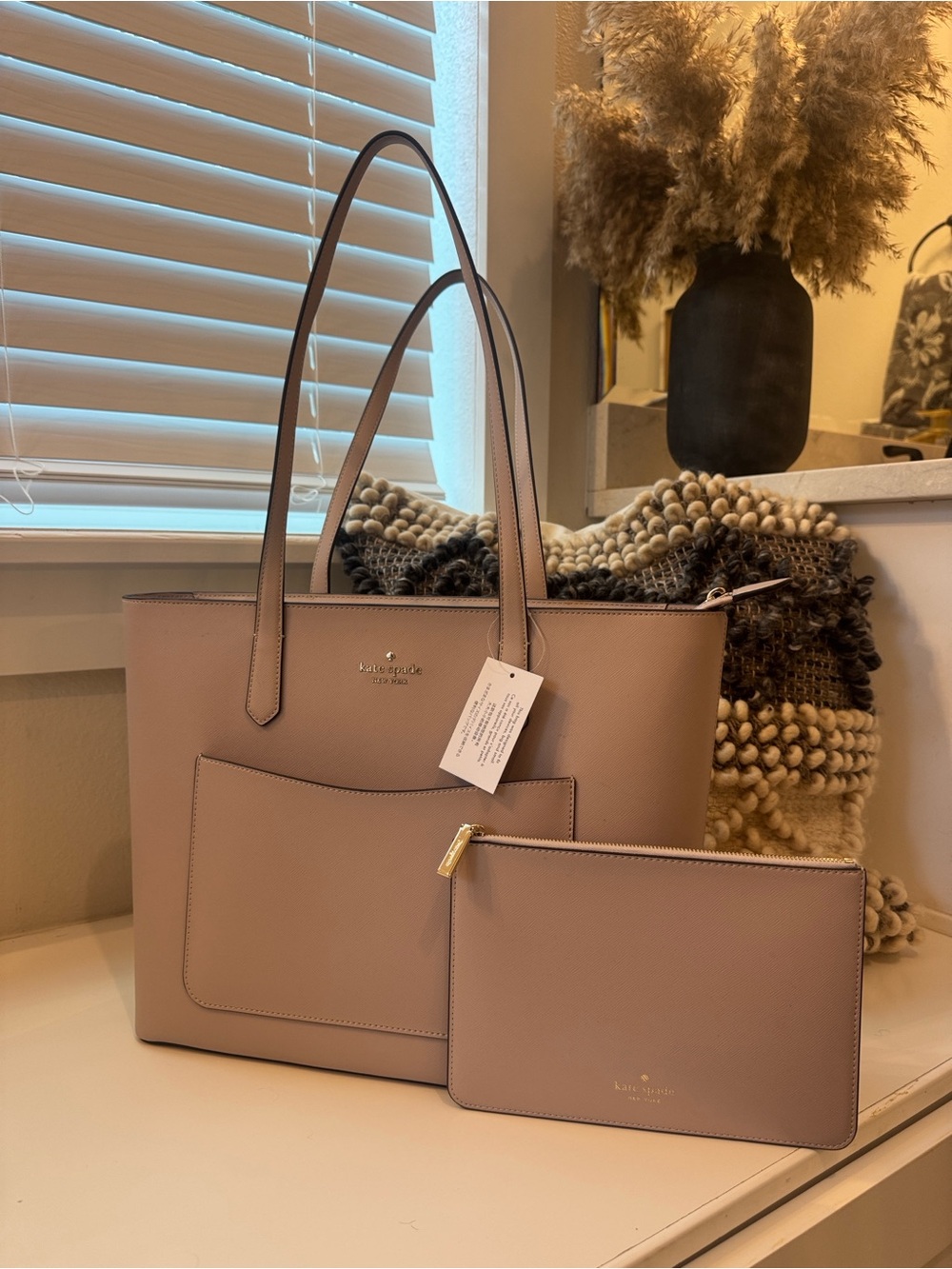 Kate Spade Staci Tote Set - Lilac/ Leather Tote with Matching Pouch - Picture 3 of 14